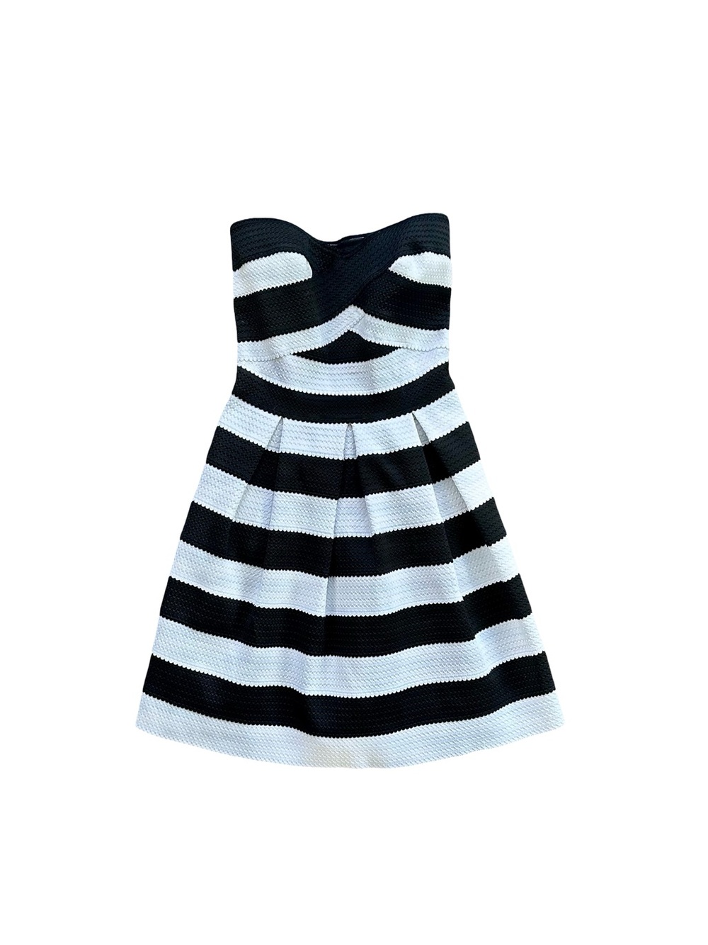Express Black and White Strapless Stripe Dress for Women
